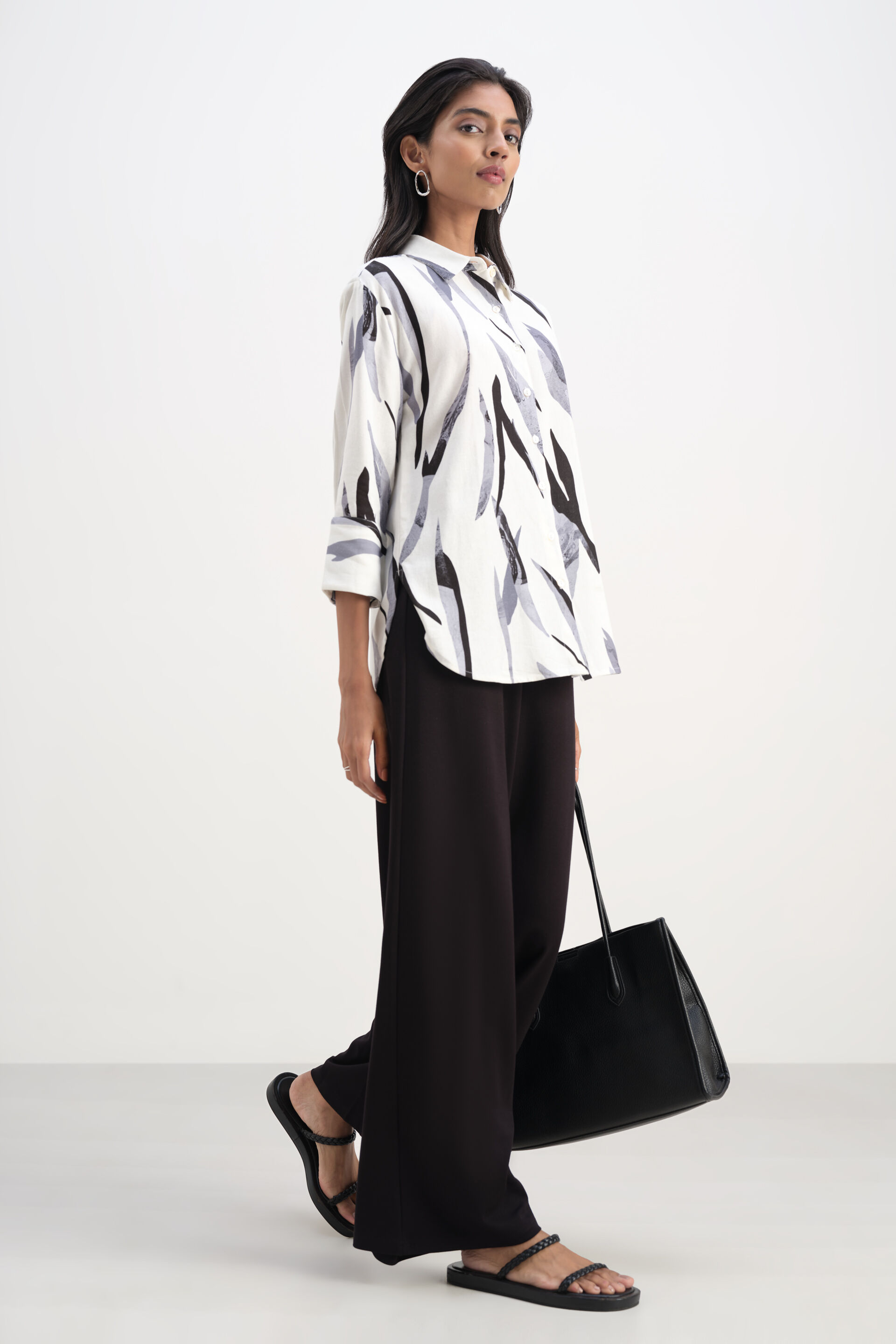 Monochrome Muse Linen Shirt, White, image 2